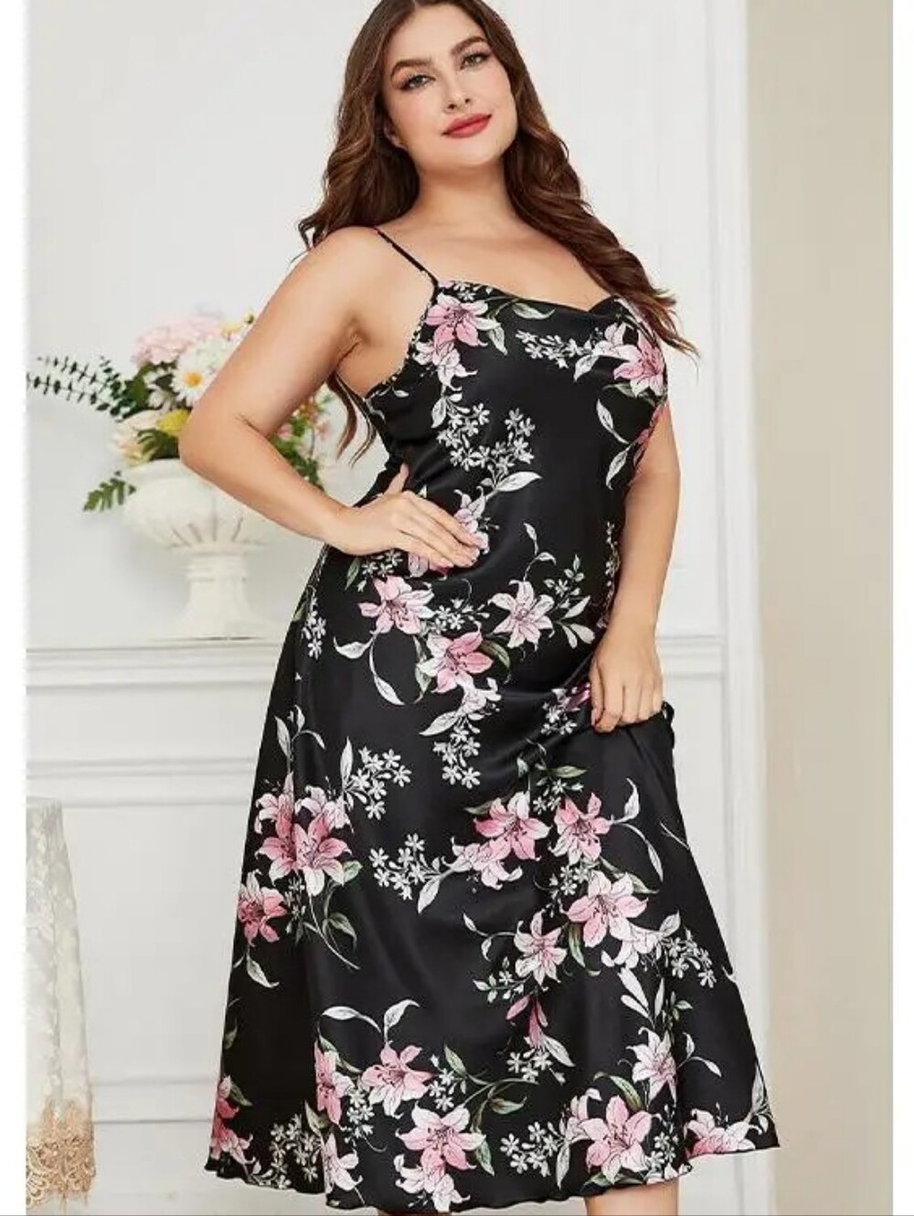 Xhilaration Target Black Pink Floral Spaghetti Strap Sundress • Size: XL